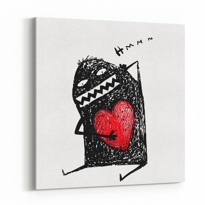 700x700 Cartoon Fun Amazing Character Scribble Love With Red Heart Inside - Red Heart Sketch