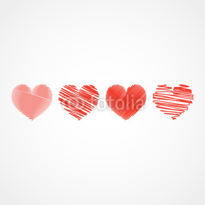 400x400 Collection Of Hand Drawn Sketch Red Heart. Decor Element Template - Red Heart Sketch