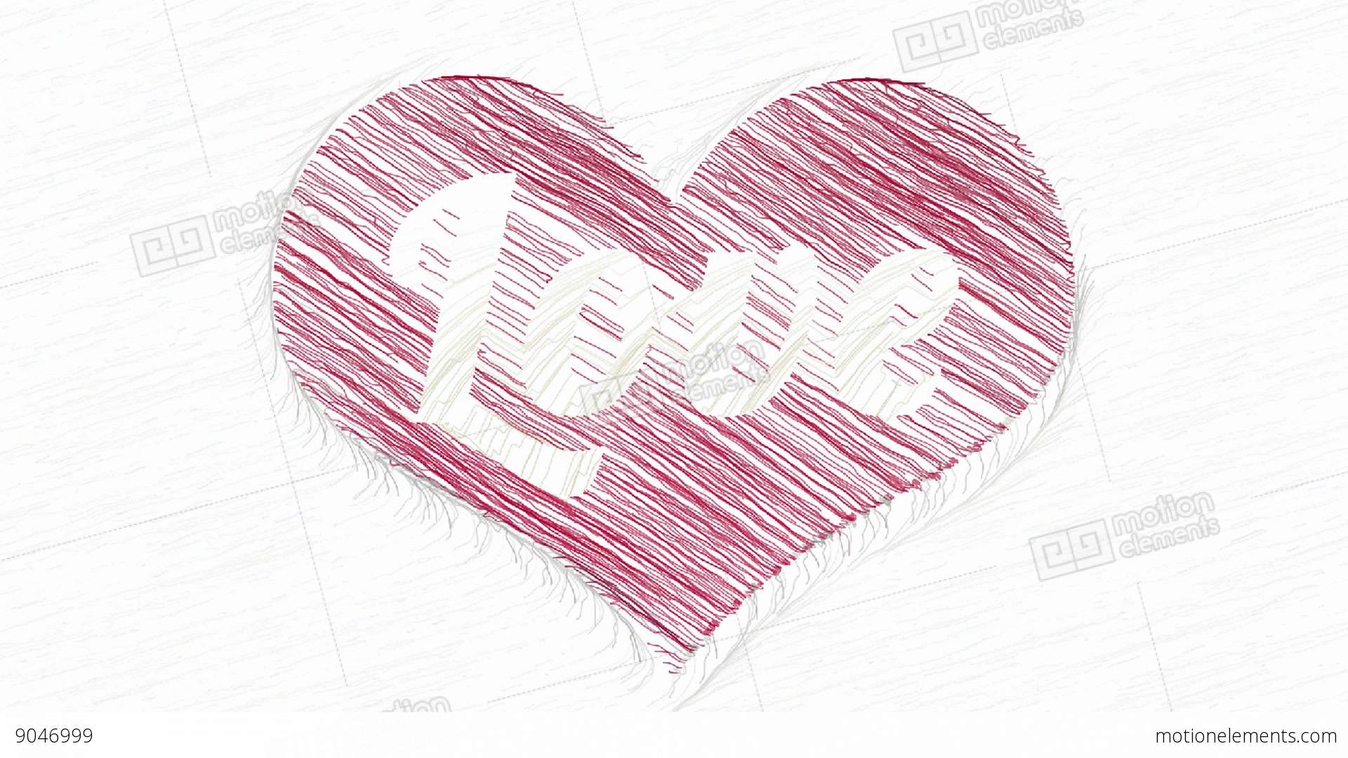 1920x1080 Drawing Love Inside Red Heart Animation Stock Animation 9046999 - Red Heart Sketch