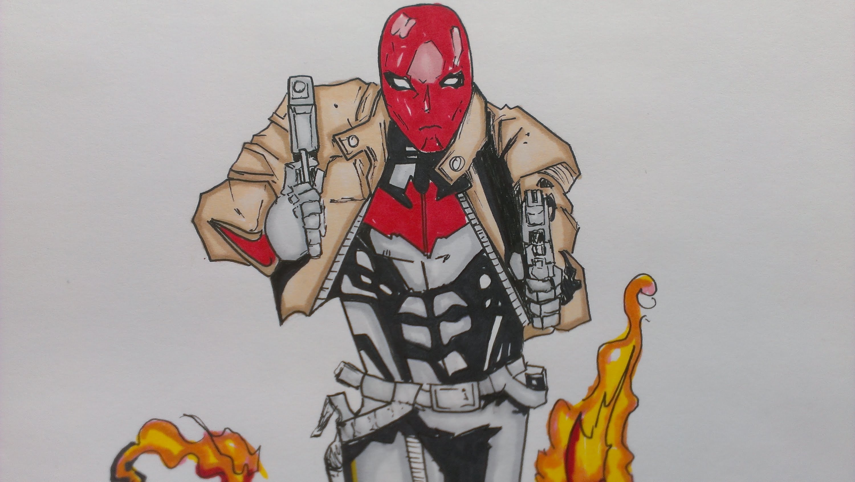 3000x1691 Drawing Red Hood New 52, Dc Comics - Red Hood Sketch