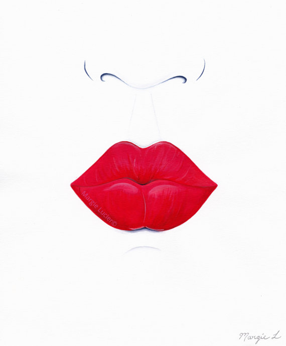 570x690 Print It - Red Lips Sketch