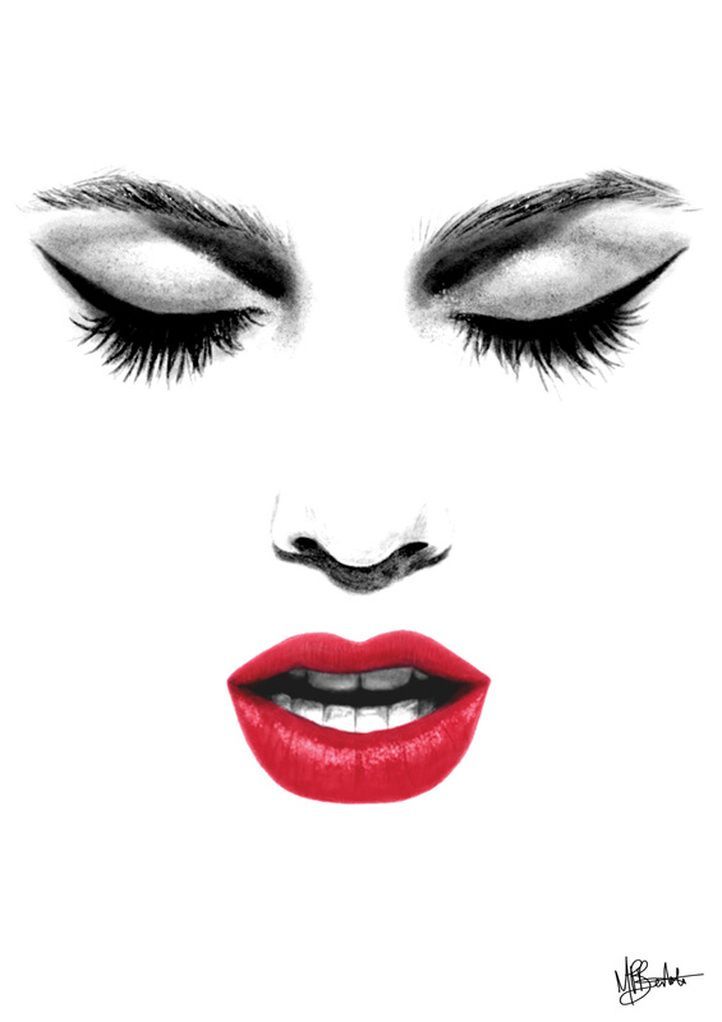722x1022 Red Lipstick Sketch - Red Lips Sketch