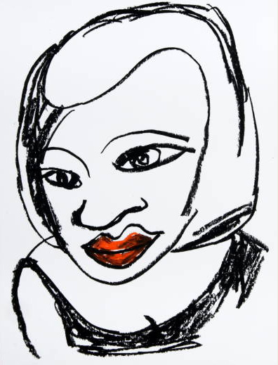 396x519 Sketch. Red Lips Girl Original Art By Javier Mariscal Picassomio - Red Lips Sketch
