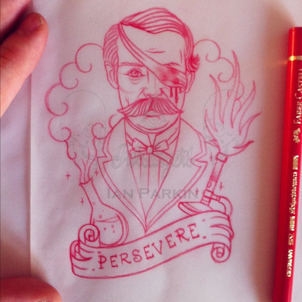 612x612 Red Pencil Nights. Inkslingers Tattoo Studio, Newcastle Upon Tyne - Red Pencil Sketch