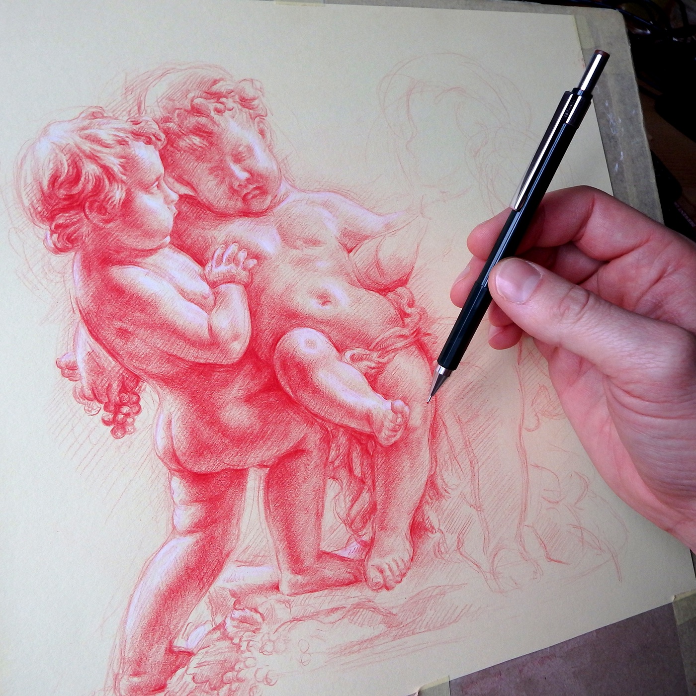 1400x1400 Red Pencil 30x30 Cm Kamil Strzelecki On Behance - Red Pencil Sketch