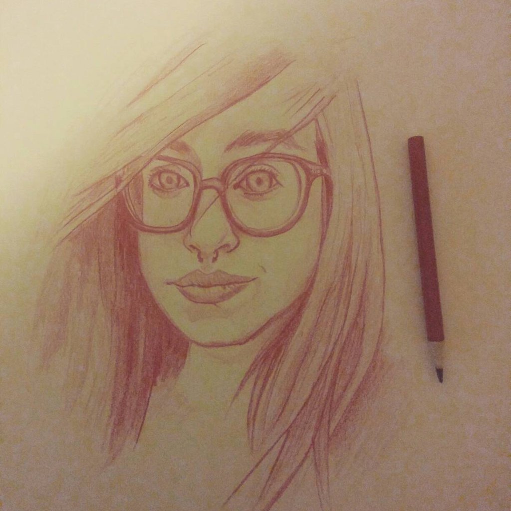 1024x1024 Red Pencil Sketch By Kewlmat - Red Pencil Sketch