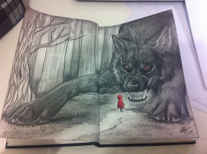 720x537 Little Red Riding Hood And The Big Bad Wolf - Red Riding Hood Sketch