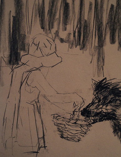 386x500 Pastel Artist Yael Maimon Paints Little Red Riding Hood - Red Riding Hood Sketch