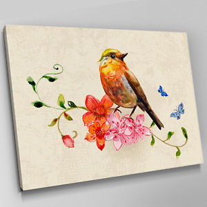 300x300 A469 Red Robin Bird Flower Sketch Canvas Wall Art Animal Picture - Red Robin Sketch