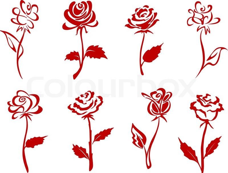 800x609 Beautiful Red Roses Stock Vector Colourbox - Red Rose Sketch