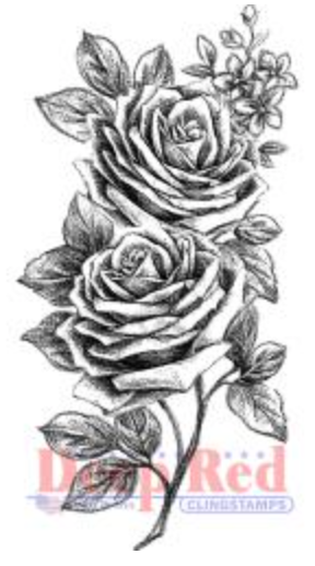 288x518 Deep Red Rose Sketch Stamp Scrapbook Warehouse - Red Rose Sketch