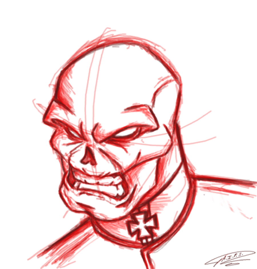 900x942 Red Skull Sketch By Alitur - Red Sketch