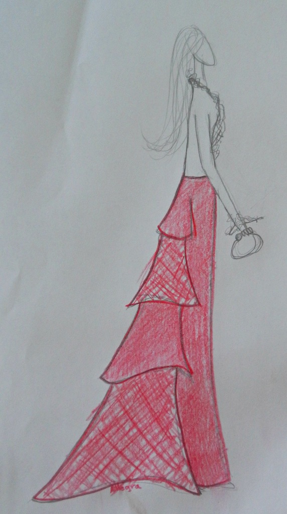 572x1024 Skirt Design - Red Sketch