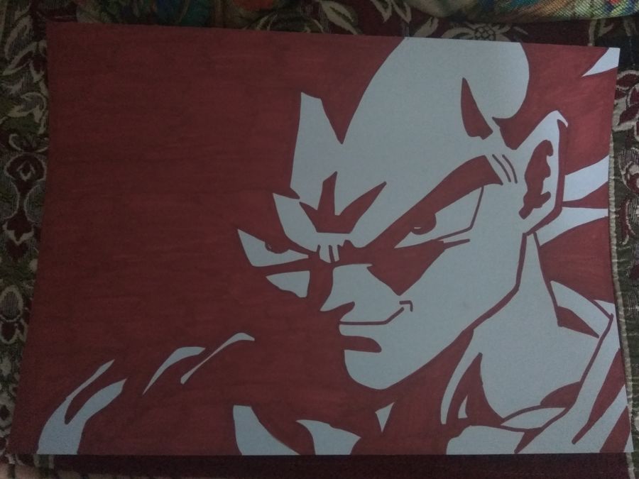 900x675 Vegeta The Saiyan King Red Sketch Painting By Artist Prajwal - Red Sketch
