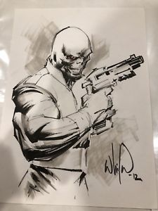 225x300 Marvel Red Skull Sketch Original Comic Art Whilce Portacio Artwork - Red Skull Sketch