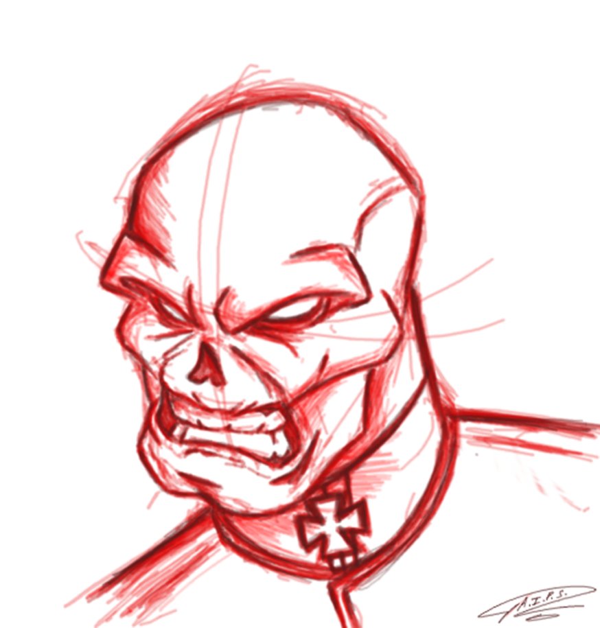 874x915 Red Skull Sketch By Alitur - Red Skull Sketch