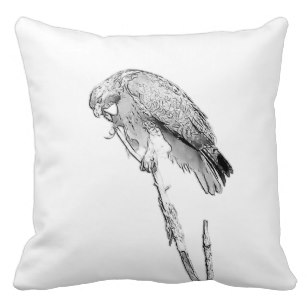 307x307 Red Tailed Hawk Pillows - Red Tailed Hawk Sketch