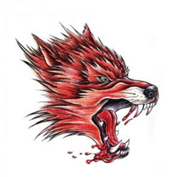 600x600 Yctf Printing Temporary Red Wolf Head Tattoo Transfer Body Art - Red Wolf Sketch