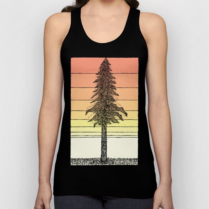 700x700 Coastal Redwood Sunset Sketch Unisex Tank Top By Hinterlund Society6 - Redwood Sketch