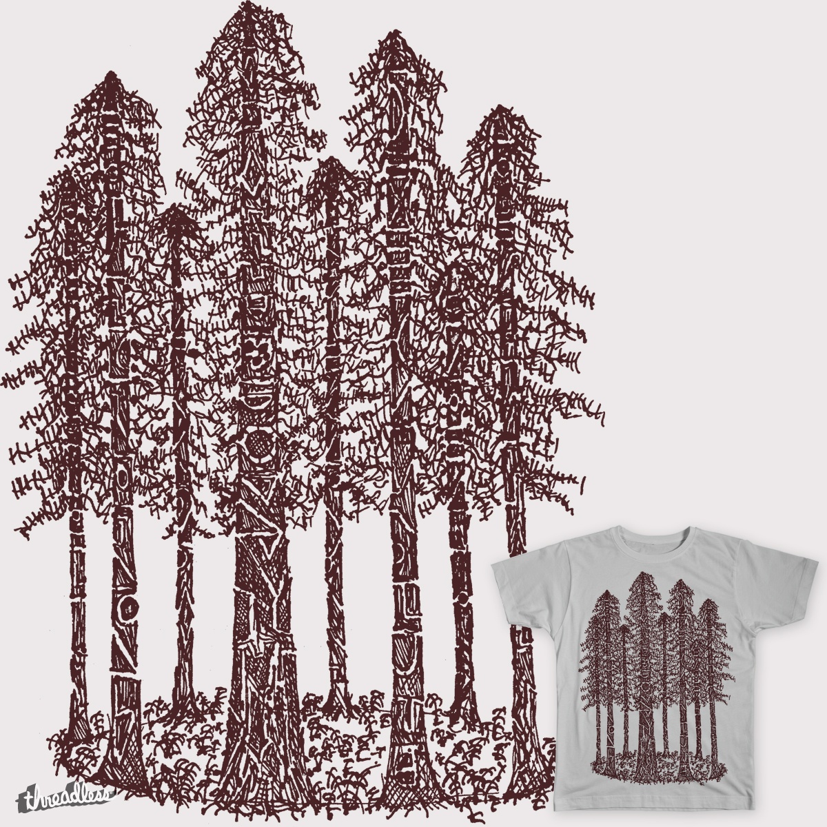 1200x1200 Score Cathedral Ring Sketch (Coastal Redwoods) By Hinterlund On - Redwood Sketch