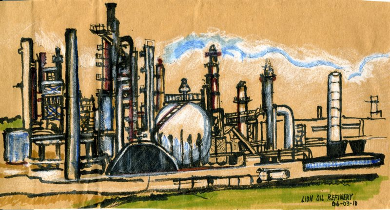 800x431 Lion Oil Refinery A Sketch Of Our Area Oil Refinery On - Refinery Sketch