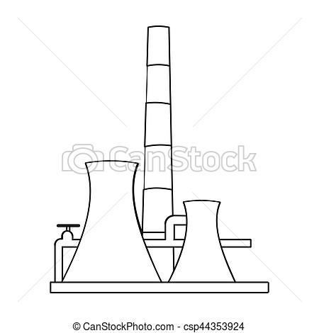 450x470 Oil Refinery Factory Icon In Outline Style Isolated On White - Refinery Sketch
