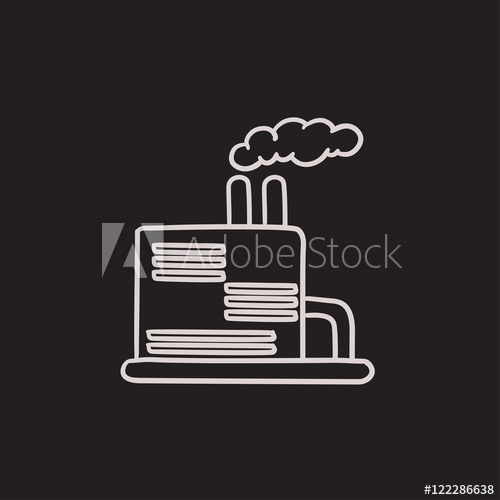 500x500 Refinery Plant Sketch Icon. - Refinery Sketch