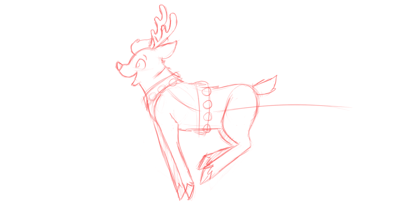 1366x686 Reindeer Sketch Weasyl - Reindeer Sketch