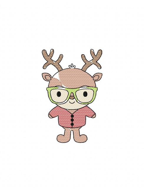 489x640 Winter Deer Sketch Embroidery Design - Reindeer Sketch