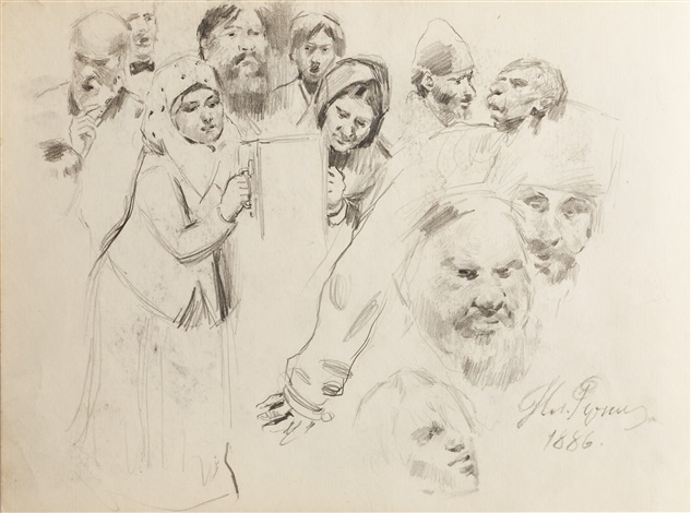 633x470 Sketches For The Painting Krestny Khod Religious Procession In - Religious Sketches