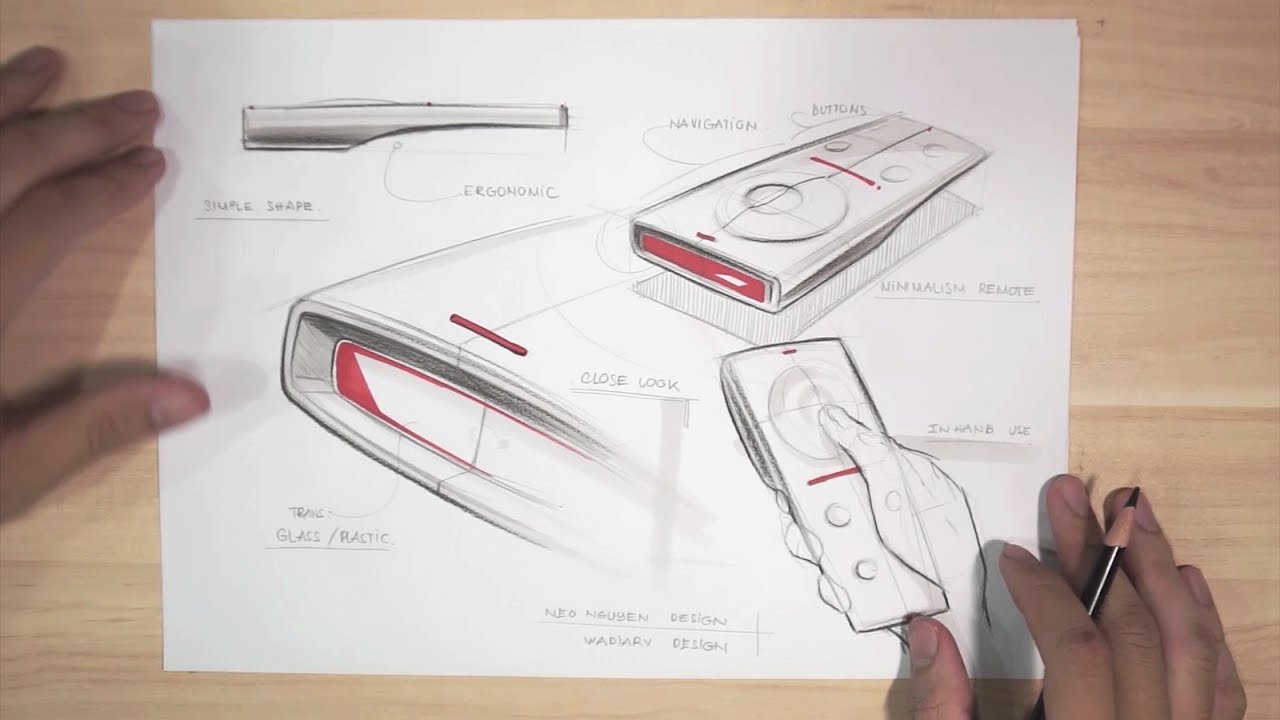 1280x720 Remote Control Industrial Amp Product Design Sketching - Remote Control Sketch
