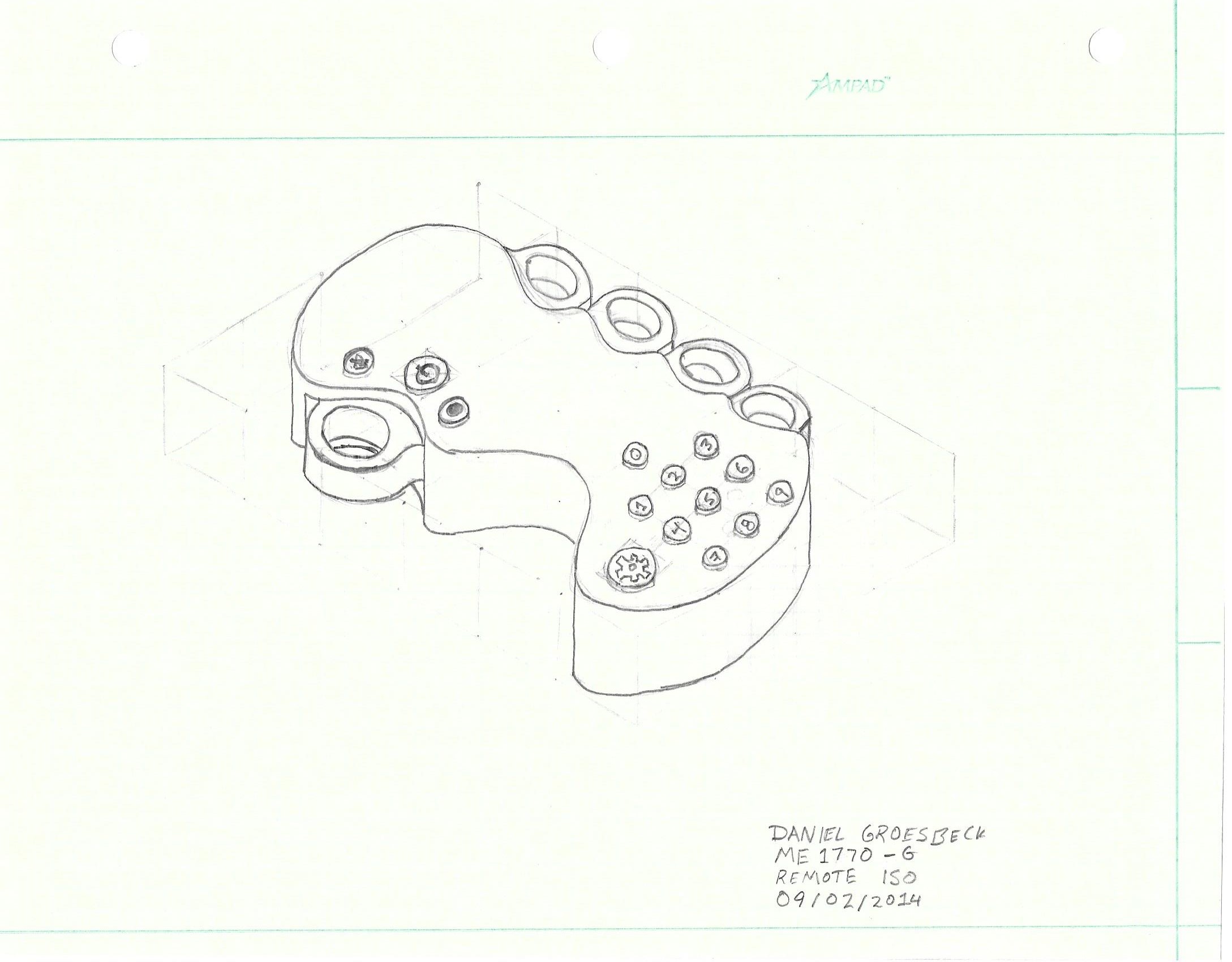 2177x1700 Remote Control Isometric Sketch Seelio - Remote Control Sketch