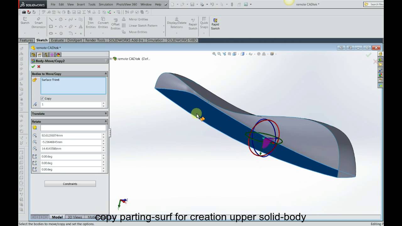 1280x720 Solidworks Surface Remote Controller - Remote Control Sketch