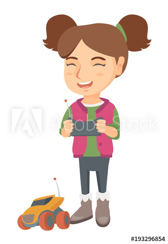 344x500 Caucasian Cheerful Girl Playing With A Radio Controlled Car. Girl - Remote Control Sketch
