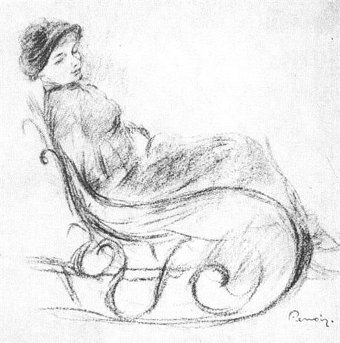495x500 Woman In A Rocking Chair - Renoir Sketches