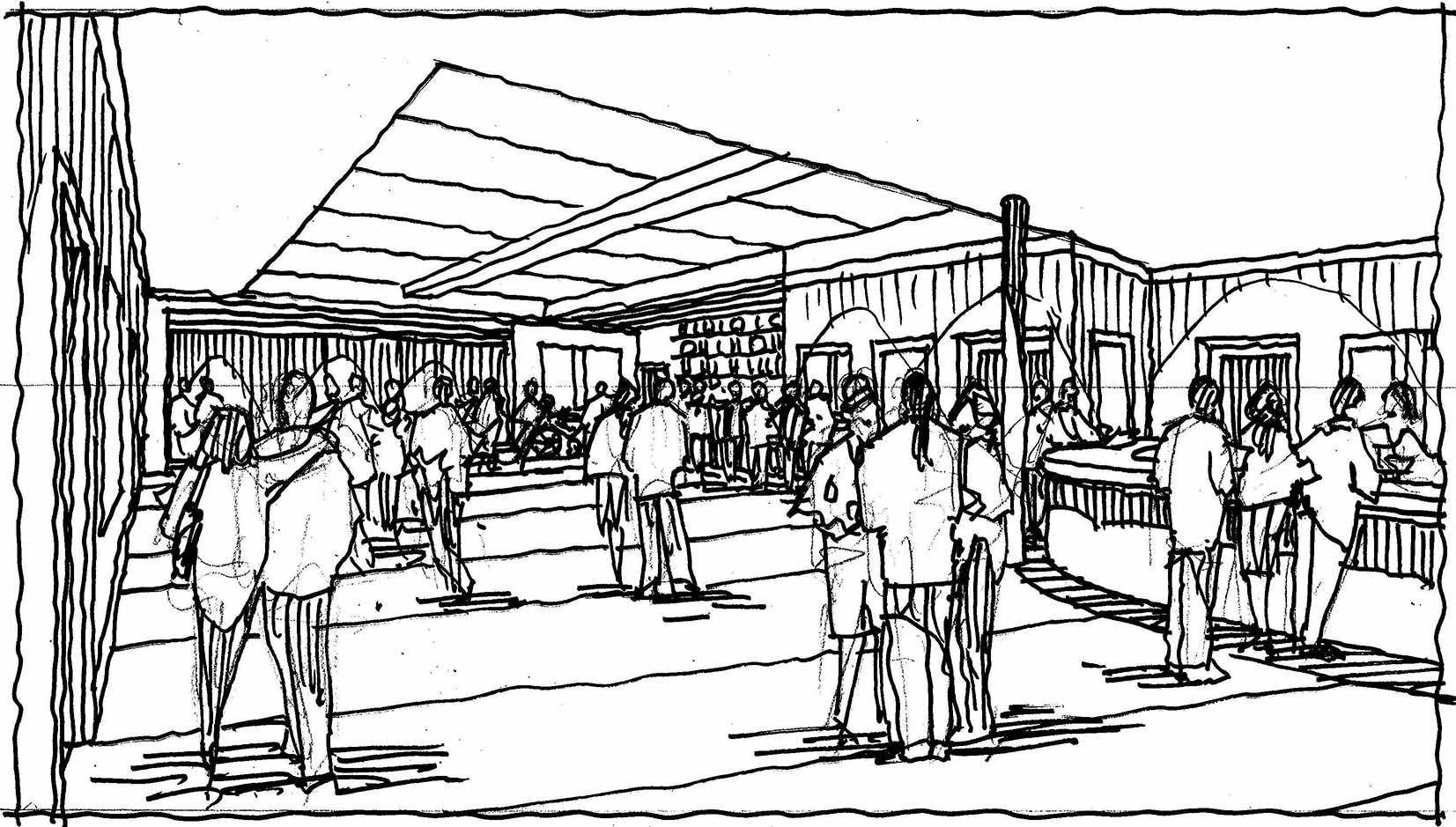 1653x939 Rough Perspective Sketch For Theater Renovation Project For Sierra - Renovation Sketch