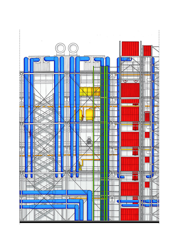 759x1024 Sketch By Renzo Piano And Richard Rogers - Renzo Piano Sketches