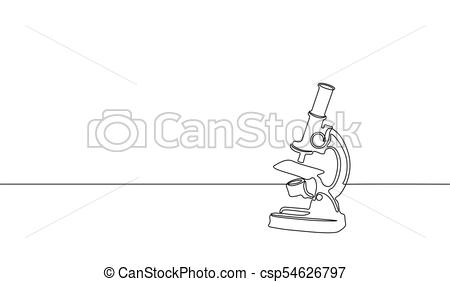 450x282 Single Continuous Line Art Science Research Microscope. Biology - Research Sketch