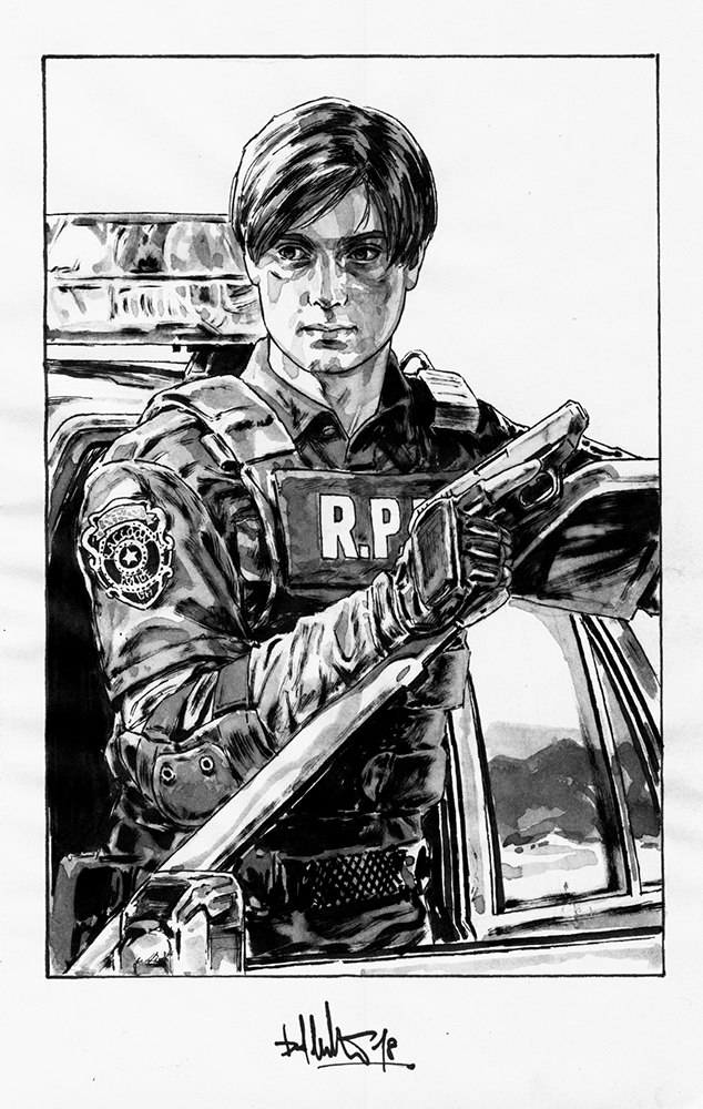 634x1000 Kopfstoff Resident Evil 2 Fan Art Rookie - Resident Evil Sketch