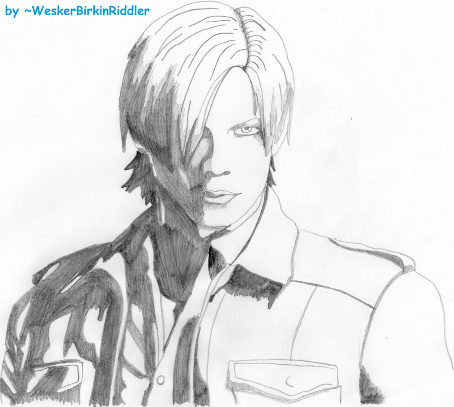 900x808 Resident Evil 6 Leon Sketch By Weskerbirkinriddler - Resident Evil Sketch
