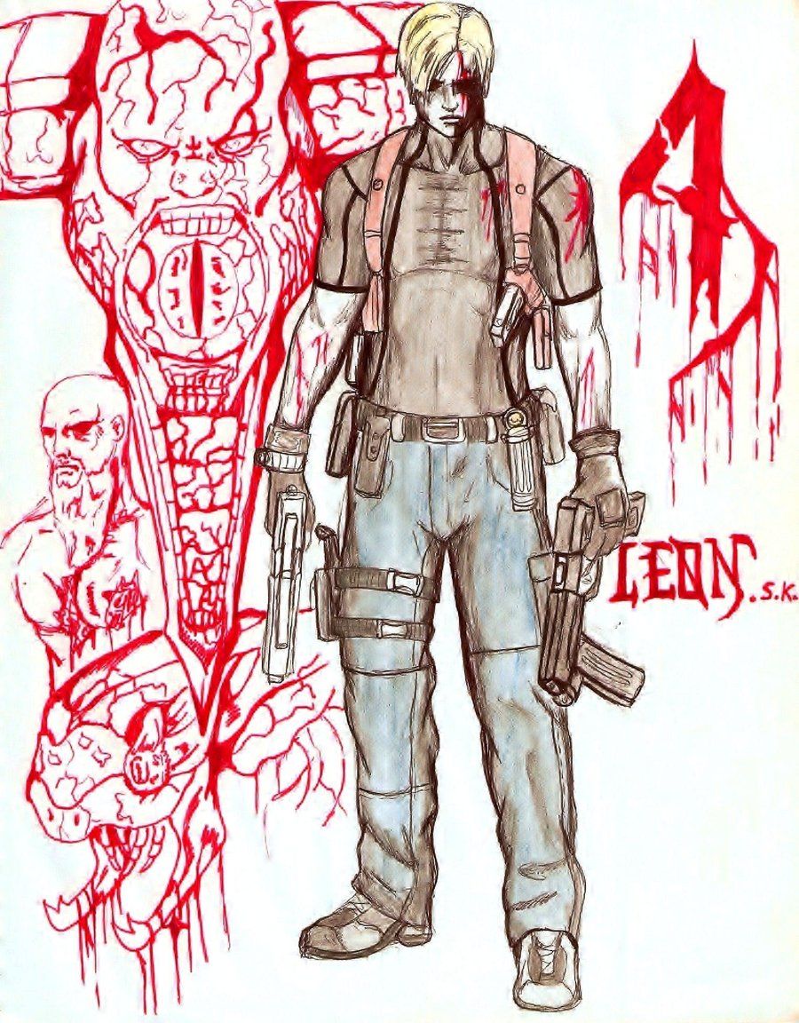 900x1152 Resident Evil Sketches Leon Resident Evil 4 By Toni Redgrave Fan - Resident Evil Sketch