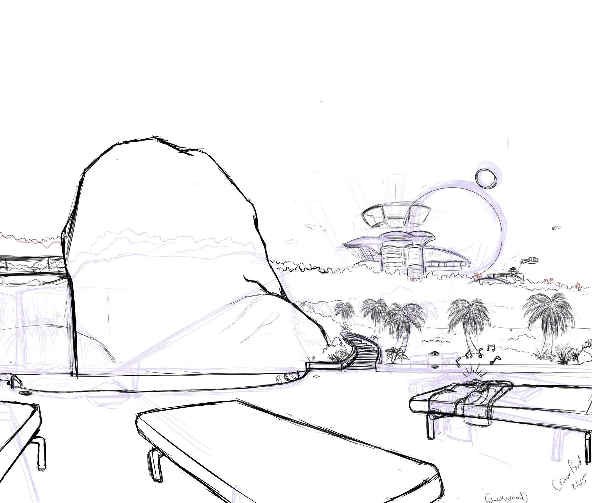 2000x1700 Resort Background Sketch Weasyl - Resort Sketch