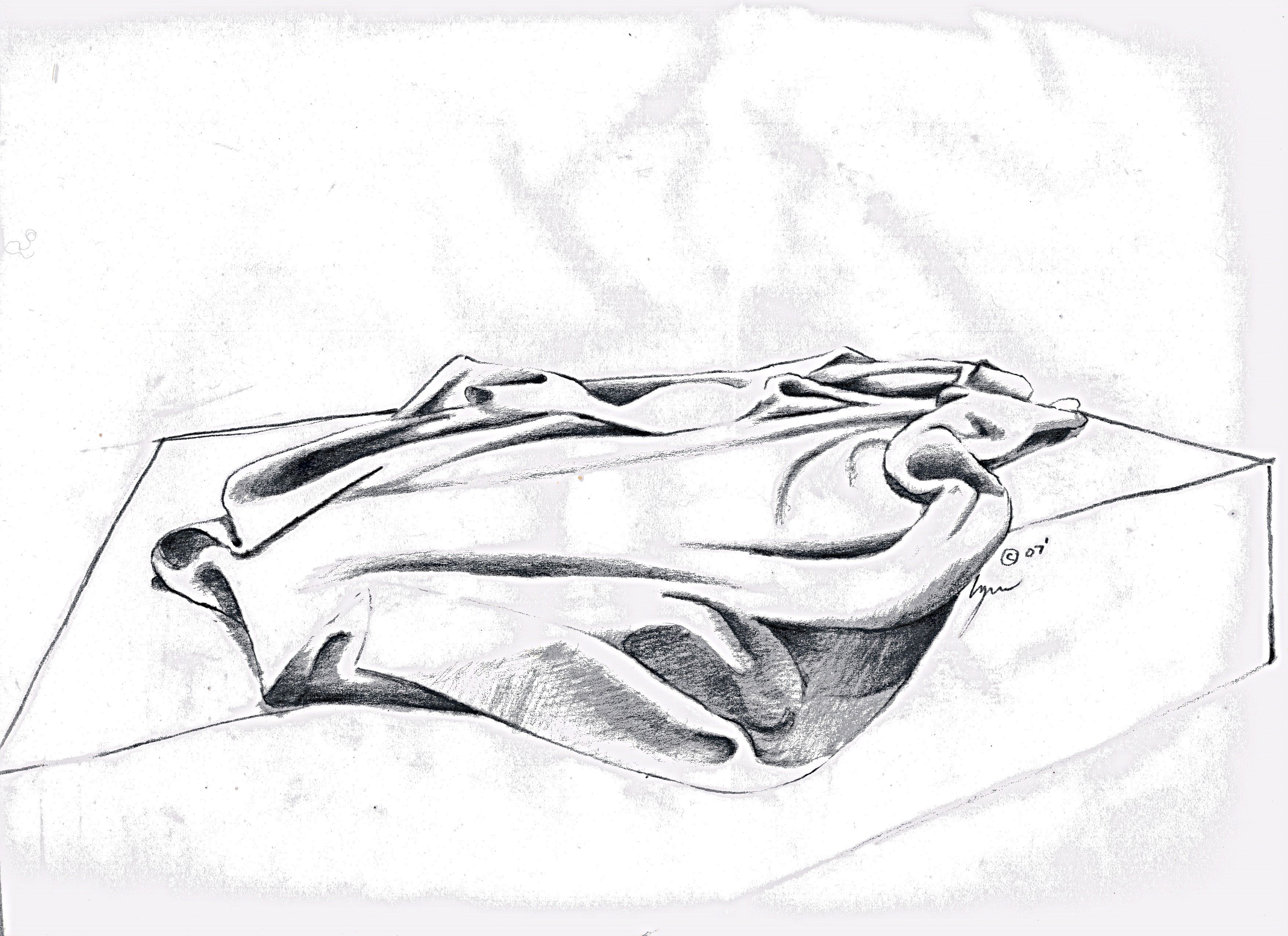 3510x2550 Sketch Study Of The Shroud Of The Resurrection By Lynn Kircher - Resurrection Sketch