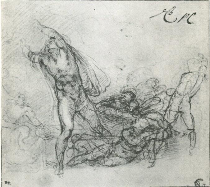 676x600 Study For A Resurrection Of Christ, 1533 - Resurrection Sketch