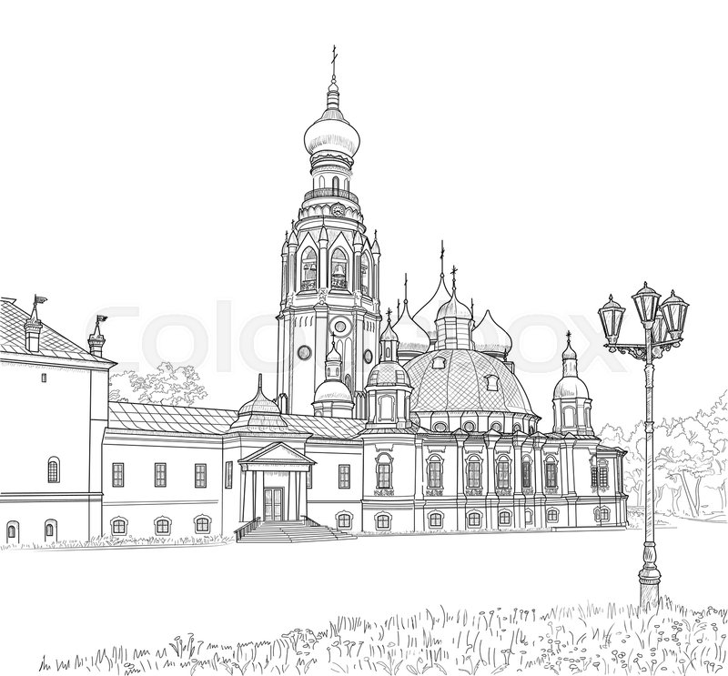 800x743 The Sketch Of The Resurrection Cathedral In Vologda. Russia - Resurrection Sketch
