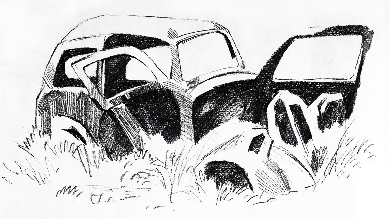 1280x720 How To Draw A Classic Car Step By Step Drawing A Retro Car - Retro Car Sketch