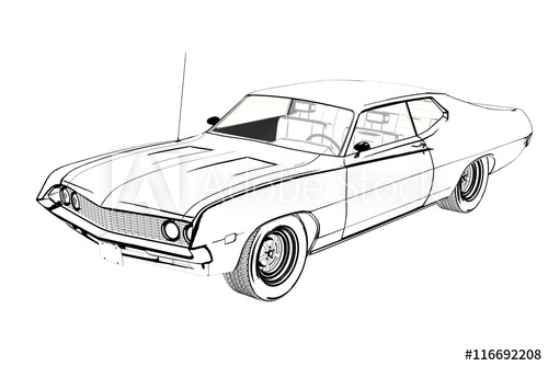 500x334 Retro Car Sketch. 3d Illustration - Retro Car Sketch