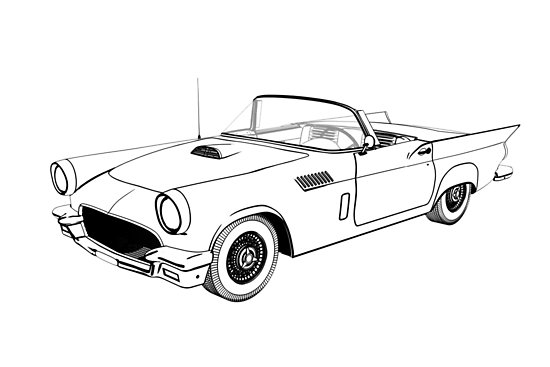 550x367 Retro Car Sketch. 3d Illustration Posters By Yourg Redbubble - Retro Car Sketch