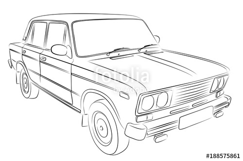 500x332 Sketch Of Retro Car. Stock Image And Royalty Free Vector Files On - Retro Car Sketch