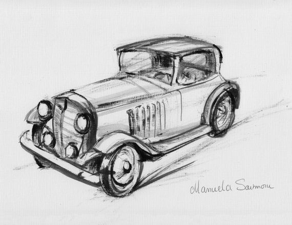 Sketch Simple Classic Car Drawing